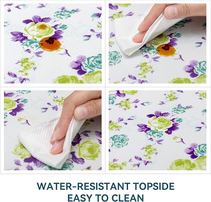 18" W x 96" L Floral Drawer and Shelf Liner for Cabinets, Non-Adhesive Strong Grip Non-Slip Flower Shelf Cabinet Kitchen Shelf Liners for Kitchen Cabinets - Image 5