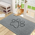OLANLY Dog Door Mat for Muddy Paws 48x30, Paw Print Design, Absorbs Moisture and Dirt, Absorbent Non-Slip Washable Doormat, Quick Dry Chenille Mud Mat for Dogs, Entry Indoor Entryway Carpet, Grey by OLANLY