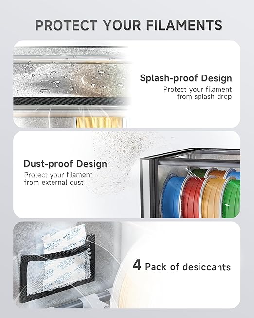 YOOPAI 3D Printer Filament Storage Box with Desiccants - 2 Tiers Metal Filament Storage Rack with Cloth Cover,Holds Up to 24 Rolls of Filaments - 3D Filament Holder for Home, Office Workshop, Studio - Image 3