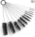 Black Nylon Cleaning Brush Set, 12-Piece, Suitable for Bottle, Teapot, Airbrushes, Espresso Machines, Protective Design, Dishwasher Safe by mosolan