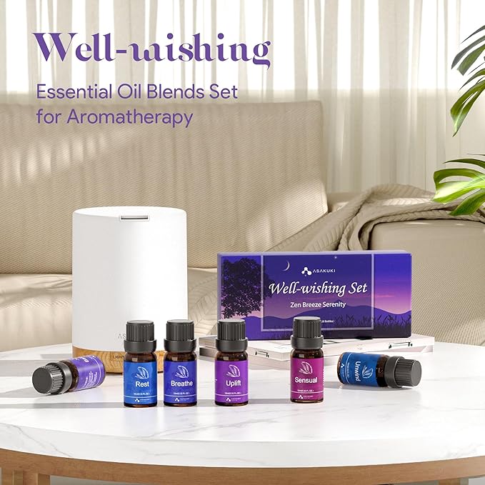 ASAKUKI Essential Oils for Diffuser – 6 Mood Essential Oil Blends (Breathe, Uplift, Sensual, Balance, Unwind, Rest) for Morning to Night Rituals, Home & Daily Use - Image 9