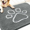 OLANLY Dog Door Mat for Muddy Paws 30x20, Paw Print Design, Absorbs Moisture and Dirt, Absorbent Non-Slip Washable Doormat, Quick Dry Chenille Mud Mat, Entry Indoor Entryway Carpet, Grey and White by OLANLY