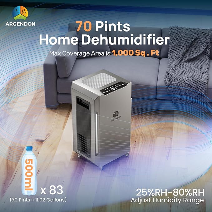 ARGENDON 70 PPD Energy Star Dehumidifier for Basement, Commercial Dehumidifier with Pump and Drain Hose - High-Capacity Moisture and Humidity Control for Homes, Industrial Use, and Large Space - Image 5
