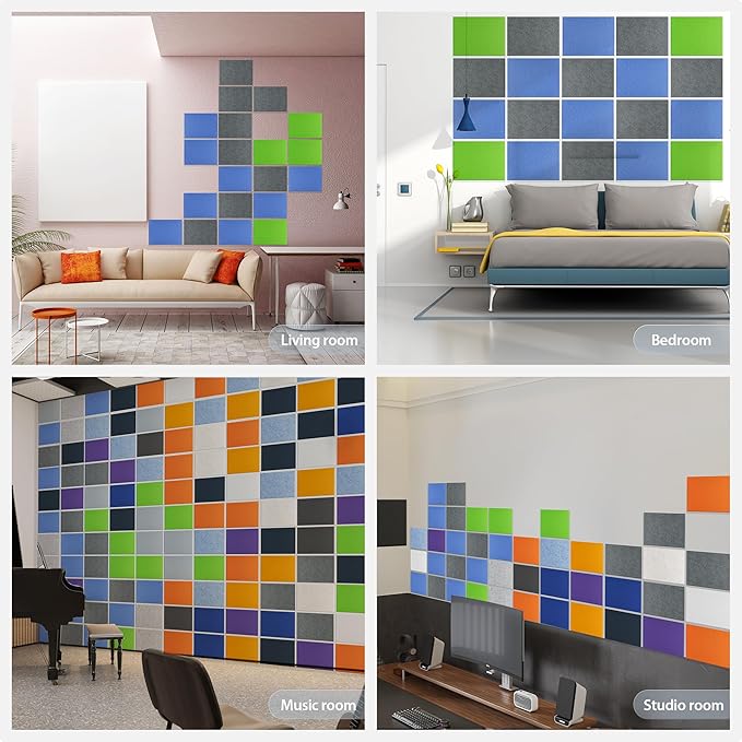 12 Pack Acoustic Panels Self Adhesive Sound Proof Foam, High Density Sound Acoustic Panel, 16X12X0.4 Inch 4:3 Rectangle Panels in Home, Office, Reccording Room, Studio, More(Fruit Green) - Image 7