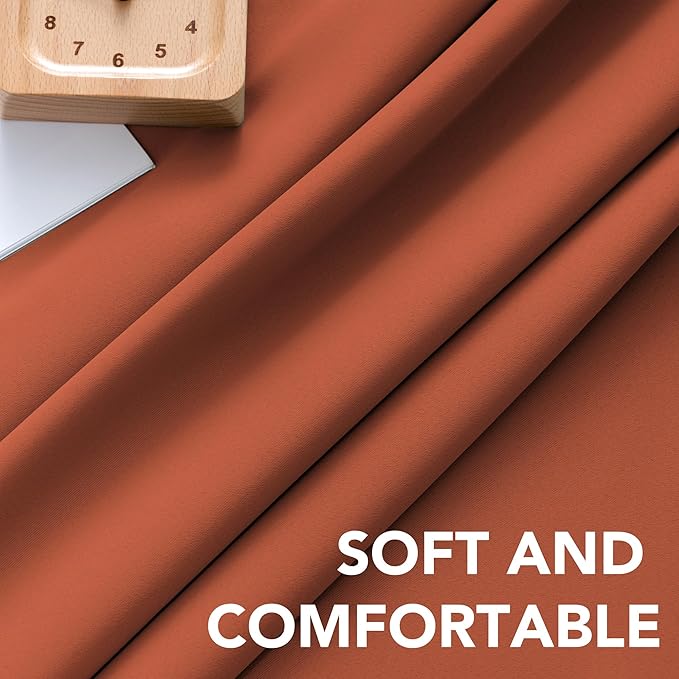 H.VERSAILTEX Blackout Curtains Thermal Insulated Window Treatment Panels Room Darkening Blackout Drapes for Living Room Back Tab/Rod Pocket Bedroom Draperies, 52 x 45 Inch, Orange, 2 Panels - Image 5