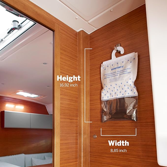 HUMYDRY Hanging Moisture Absorber for Closets, Pack of 6 Unscented 15.9 Oz Dehumidifier Bags, Non Electric Humidity Absorbers for Wardrobes Clothes Storage Areas and Small Enclosed Spaces - Image 7