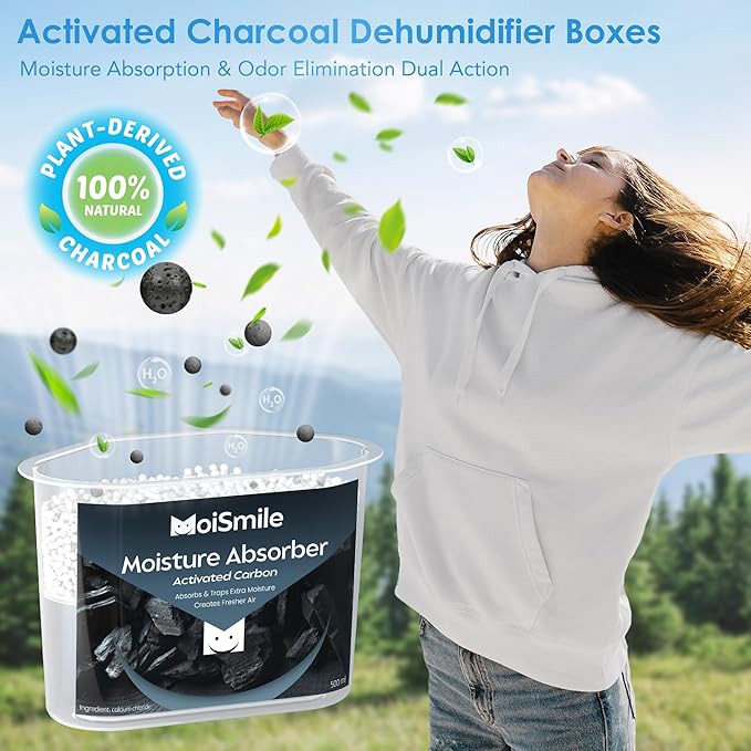 Moisture Absorbers, Efficient Activated Charcoal Humidity Absorber ＆ Odor Absorber Boxes, Refillable Car Dehumidifier for Closet, Bathroom, Basement＆ RV, 3 Pack - Image 7