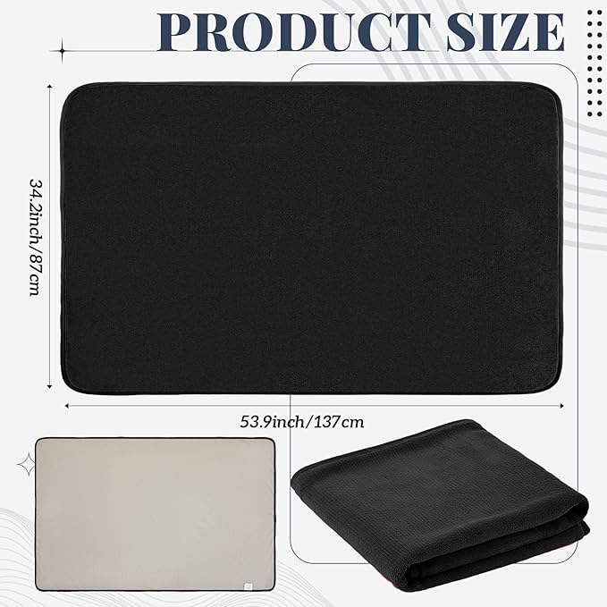 1 Pcs Couples Waterproof Mat 54 x 34 in Lover Reusable Stainproof Blanket Quiet Easy Use Mattress Protector for Adult Multi Functional Bed Sheet Couple Messy Play Pleasure Comfort (Black) - Image 2
