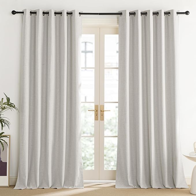 NICETOWN Snowbound Vintage Linen 100% Blackout Curtains for Living Room, Thermal Insulated Curtains 120“ Long, Noise Reducing Window Treatment Drapes for Home Office, 62" Wide Per Panel, Set of 2 - Image 2