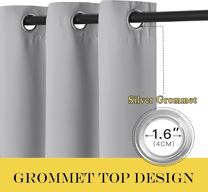 NICETOWN Blackout Curtain Drape 84 inches Length - Light Reducing Thermal Insulated Solid Grommet Blackout Window Treatment for Living Room (Silver Grey, 1 Piece, W66 x L84) - Image 3