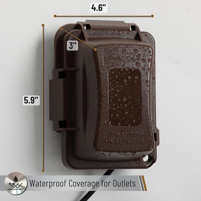 Bates- Weatherproof Electrical Outlet Cover, 1-Gang, Brown Outdoor Outlet Cover Weatherproof, Outdoor Plug Cover, Outlet Cover Box - Image 4