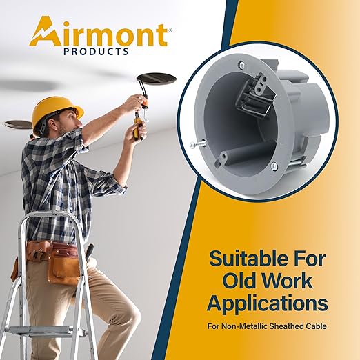(Pack of 8) 4'' Old Work Round Electrical Box, One-Gang Grey PVC Junction Box, 18 Inch Capacity, Round Ceiling Remodel Box with Built-in Mounting Tabs, Three Mounting Wings, 2-Hour Fire Rated Walls - Image 8