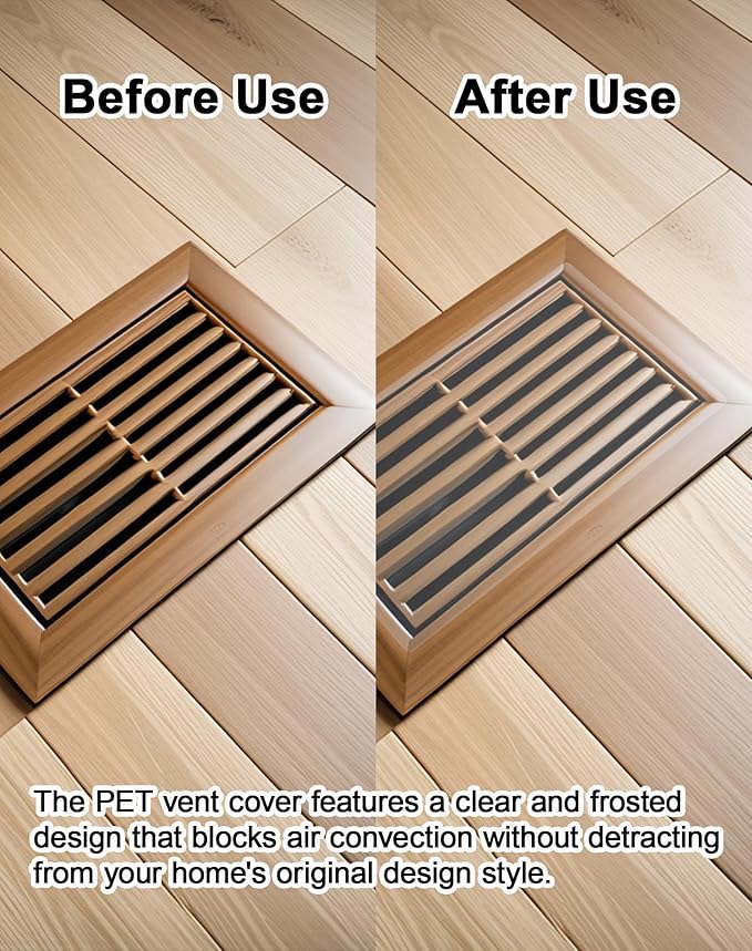 4 Pack PET Vent Covers with Nano Adhesive, 8" X 15.5" for Floor, Wall, Ceiling Vents and Air Registers, for RV, Home, Office AC Vents, Non-Magnetic, Fits on Plastic, Wood, Iron, Aluminum Vent Covers - Image 4