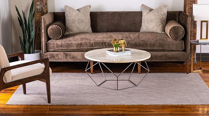 Unique Loom Collection Casual Transitional Solid Heathered Indoor/Outdoor Flatweave Area Rug (7' 1" x 10' Rectangle, Beige/Ivory) - Image 4