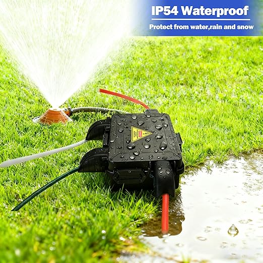 Small Outdoor Electrical Box,Waterproof Extension Cord Cover(Inner 7.3 * 5.1 * 1.6 inch) Weatherproof Connection Box w/4 Cable Entry Protect for Plug,Connector,Festive Light (1 PCS, Black) - Image 4