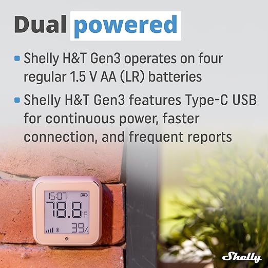 Shelly H&T Gen3 Mocha | Wi-Fi and Bluetooth Smart Temperature & Humidity Sensor with Remote App Control & Monitoring | Smart Scenes | Notification Alerts | LCD Display | Free Data Storage Export - Image 7