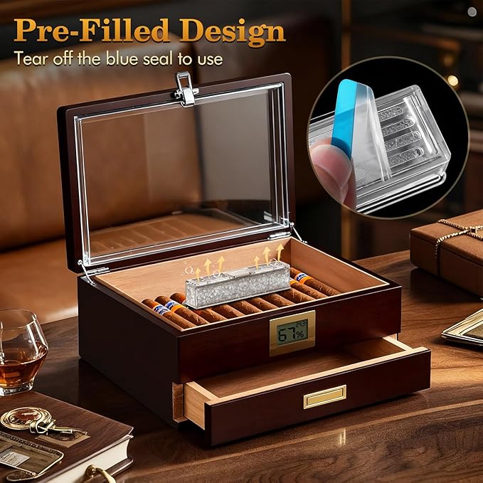 Pre-Filled Cigar Humidifier – Ready-to-Use Crystal Gel Humidifier, Cigar Humidor Accessories, Maintains Ideal 65-70% Cigars Humidity - Image 3