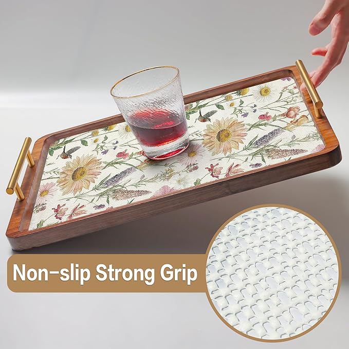 Floral Drawer and Shelf Liner for Kitchen Cabinets Non-Adhesive Drawer Liner Non-Slip Daisy Shelf Liners Strong Grip Waterproof Easy to Clean Cabinet Liners for Dresser Cupboard 12IN × 10FT - Image 8