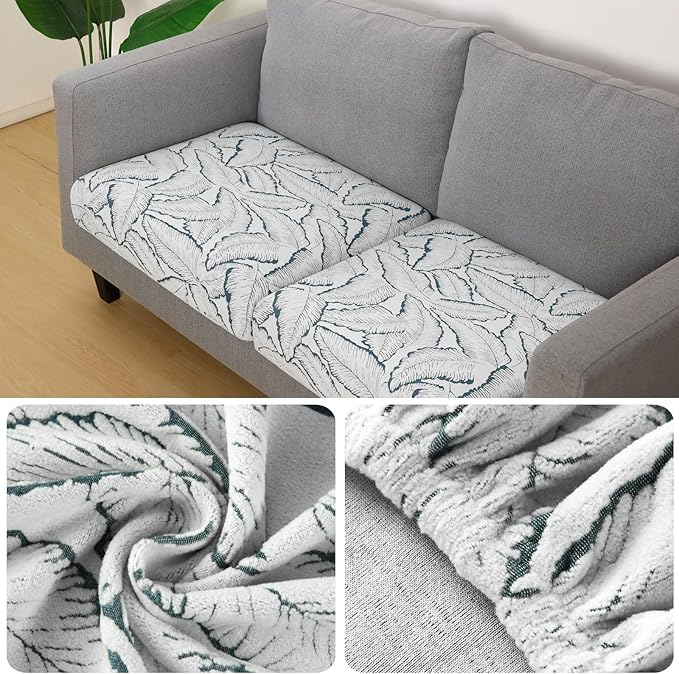 Fuloon Seat Cushion Covers, Stretch Couch Slipcovers Sofa Cushion Protective Solid Chair Slipcovers Washable Suitable for Armchair Loveseat Sofa 2 PC Blue - Image 2