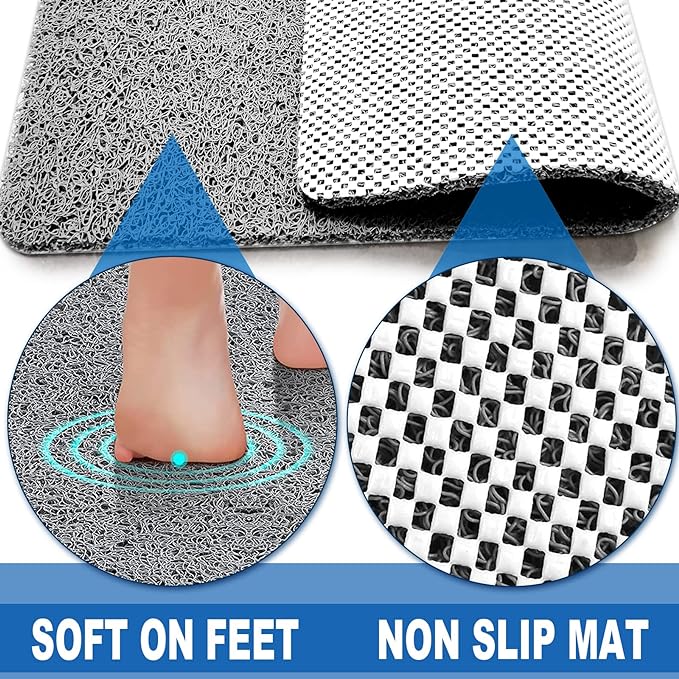 Shower Mats Non Slip for Elderly, 24x24’’Lager Loofah Bath Mats for Shower, Non-Slip Bath Mat for Elderly-Grey - Image 3