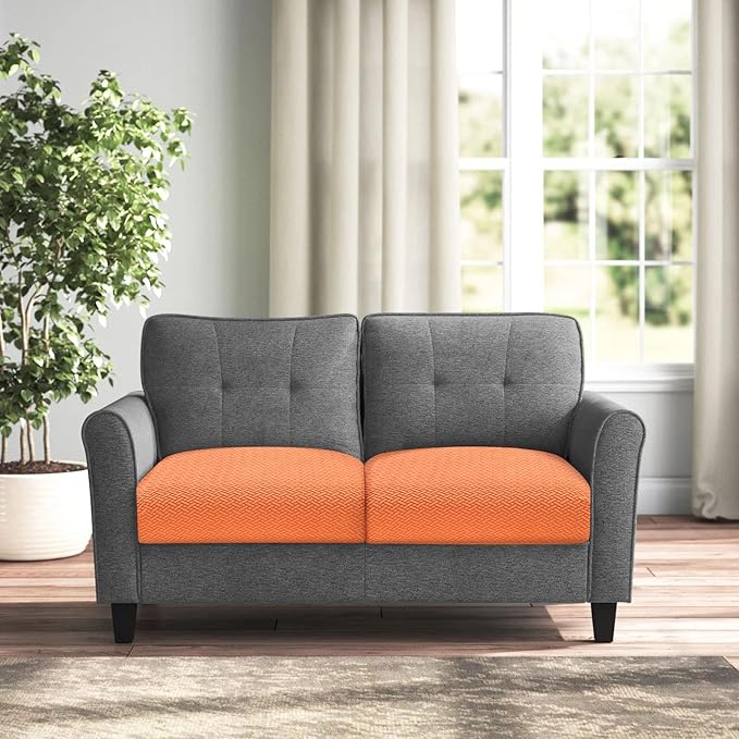 Fuloon Waterproof Couch Cushion Covers, Stretch Sofa Seat Cushion Slipcovers Solid Washable Furniture Protector Suitable for Armchair Loveseat Sofa (Orange, 2 Pieces) - Image 8