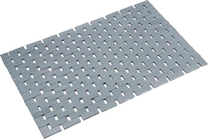 Bambo Bath Mat Bathroom Rugs Floor Wood Shower Bathtub Waterproof Non Slip Accessories 16x24 Inch Easy to Clean, Grey,1 pc by Fovlaurs