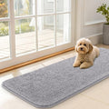 OLANLY Dog Door Mat for Muddy Paws 47x17, Absorbs Moisture and Dirt, Absorbent Non-Slip Washable Doormat, Quick Dry Chenille Mud Mat for Dogs, Entry Indoor Entryway Carpet for Inside Floor, Light Grey by OLANLY