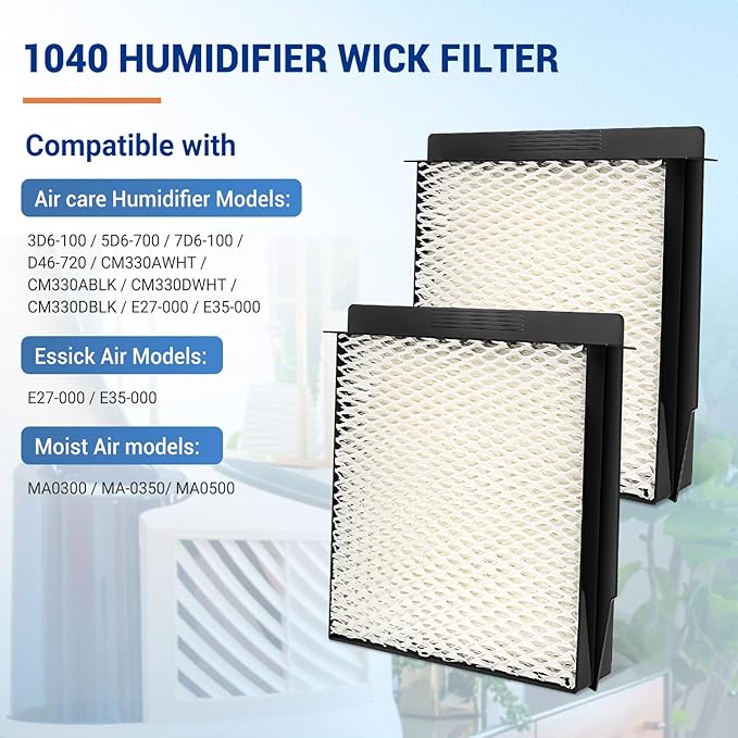 1040 Wick Humidifier Filter Replacement for Essick Air AIRCARE Humidifier Filter B40 B40-C 3D6 100 5D6 700 7D6-100 E35000 CM330AWHT CM330DWHT, Humidifier Filters Fit Moist Air MA0300 (2 pcs, white) - Image 5