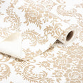 RAY STAR Shelf Liner, Non Adhesive Golden Damask Floral Cabinet Liner for Pantry Drawer, Strong Grip Non Slip Waterproof, Shelf Liners for Kitchen Cabinets Organization 12 Inch x 10 FT (2 Rolls) by RAYSTAR