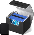 Mlikero Card Deck Box, Commander Deck Box Holds 100+ Double-Sleeved Cards with 4 Dividers, Leather Magnetic Closure Card Box Fit for MTG, TCG (Black) by Mlikero