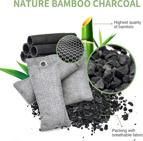 12 Pack Bamboo Charcoal Air Purifying Bag, Activated Charcoal Bags Odor Absorber, Moisture Absorber, Natural Car Air Freshener, Shoe Deodorizer, Odor Eliminators For Home, Pet, Closet (8x50g, 4x200g) - Image 2