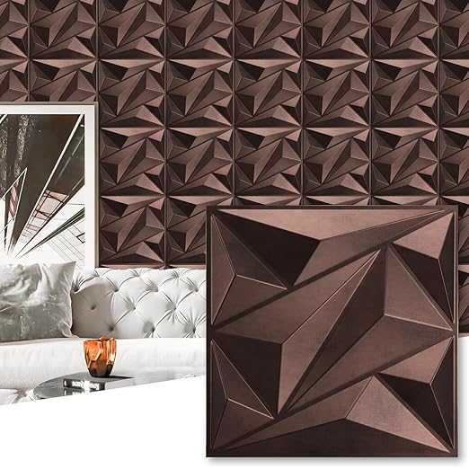 Art3dwallpanels Antique Copper 33 Pack 3D Wall Panels for Interior Decor, PVC Textured Wall Panels 12''x12'' Cover 32.Sq.Ft.Antique Copper by Art3dwallpanels