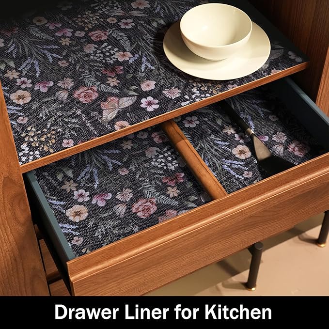 16IN x 10FT Butterfly Shelf and Drawer Liner for Kitchen Cabinets, Non-Adhesive and Strong Non-Slip Floral Shelf Cabinet Drawer Liners for Kitchen, Waterproof Cupboard Liners,Easy to Clean - Image 8