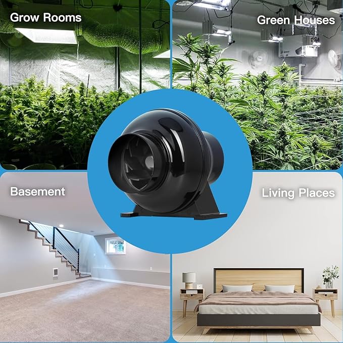 Simple Deluxe 4 Inch 195 CFM Inline Duct Ventilation Quiet Exhaust Vent Blower for HVAC Hydroponics Grow Tent, Attic, Basements or Kitchens, Upgrade Fan, Black - Image 6