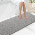 Smiry Luxury Chenille Bathroom Rugs 59x20, Extra Soft and Absorbent Shaggy Bath Mat, Machine Washable, Non-Slip Plush Carpet Runner for Tub, Shower, and Floor, Home Decor Accessories, Light Grey by Smiry