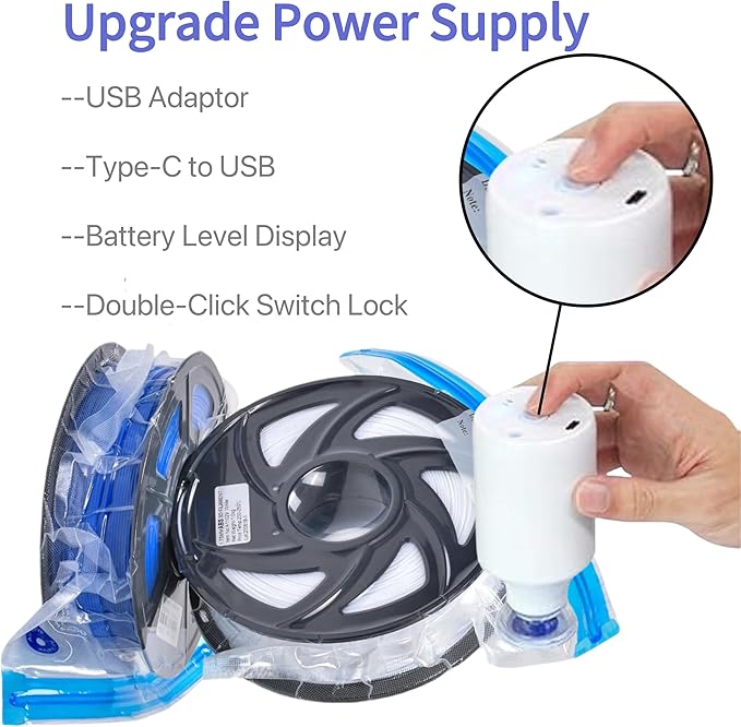 3D Filament Storage Bags with Electric Pump, Dust Proof, Humidity Resistant, Perfect for 3D Printer Filament Storage (20 Bags & Filament Holder & Electric Pump) - Image 3