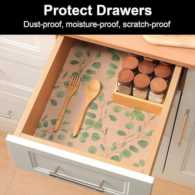 Cooyes Shelf Liners for Kitchen Cabinets Refrigerator Liners Waterproof & Oil-Proof Kitchen Cupboard Liner Drawer Mats EVA Material Non Adhesive Fridge Liner for Shelves（23.6" W x 360" L） - Image 3