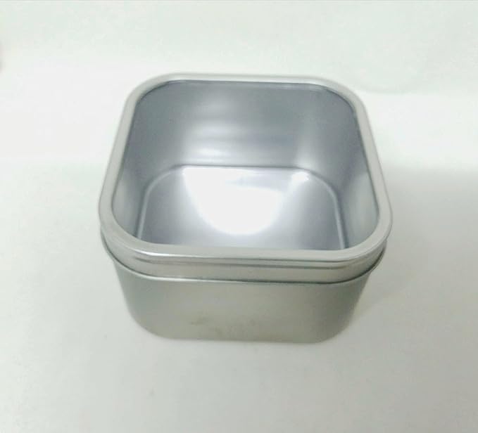 Square Metal Tin Box Storage Containers with Windowed Lids - 4x4x2.25 Inches, 16 oz. - Set of 2 - Image 2