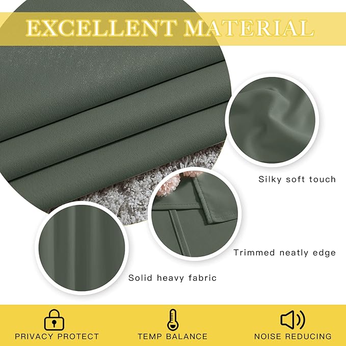 NICETOWN Blackout Curtains 63 Inhces Long for Half Windows, Thermal Curtain Grommet Room Darkening Window Treatment for Bedroom Living Room, Dark Mallard, 1 Panel, W46 x L63 - Image 5