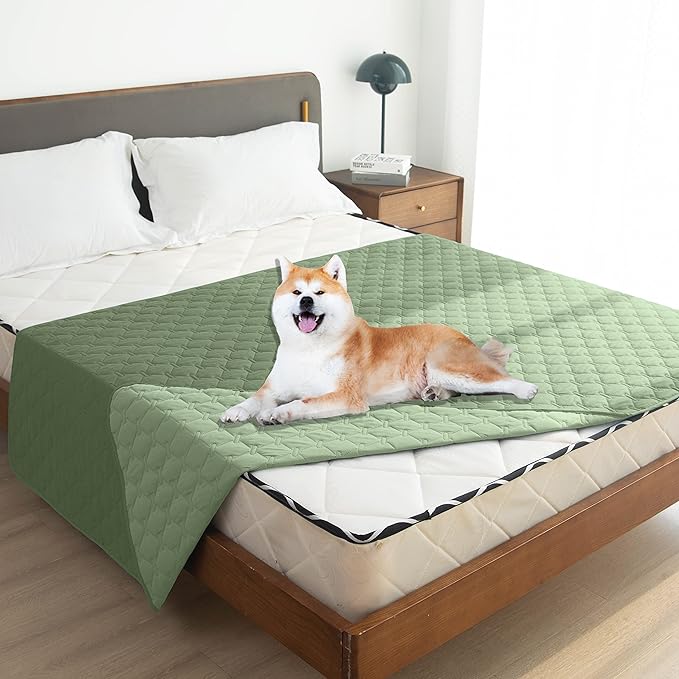 gogobunny 100% Double-Sided Waterproof Dog Bed Cover Pet Blanket Sofa Couch Furniture Protector for Puppy Large Dog Cat, Reversible (68x82 Inch (Pack of 1), Dark Green/Light Green) - Image 5