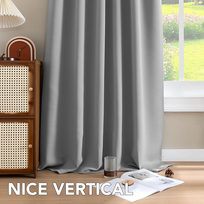 H.VERSAILTEX Blackout Curtains Thermal Insulated Window Treatment Panels Room Darkening Blackout Drapes for Living Room Back Tab/Rod Pocket Bedroom Draperies, 52 x 72 Inch, Grey, 2 Panels - Image 9