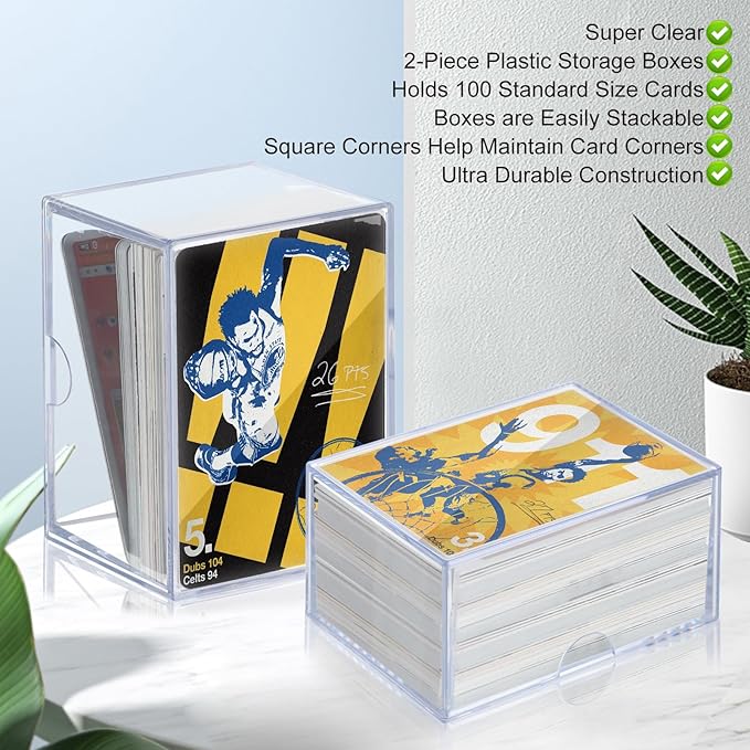 10-Pack 100-Count Deck-Case Card-Box - 2 Piece Trading Card Storage Box, Trading Deck Boxes, Clear Case Collection Storage Box for Gaming, Sports, Playing - Image 4