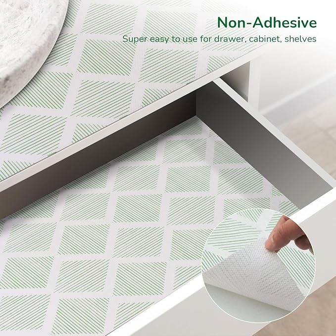 Drawer and Shelf Liner for Kitchen, Non-Slip Non-Adhesive Cabinet Liners for Cupboard, Dresser, Shelves, Tool Box, Pantry, Thickened Easy Install, Strong Grip, 11.8In x 20FT, Green - Image 2