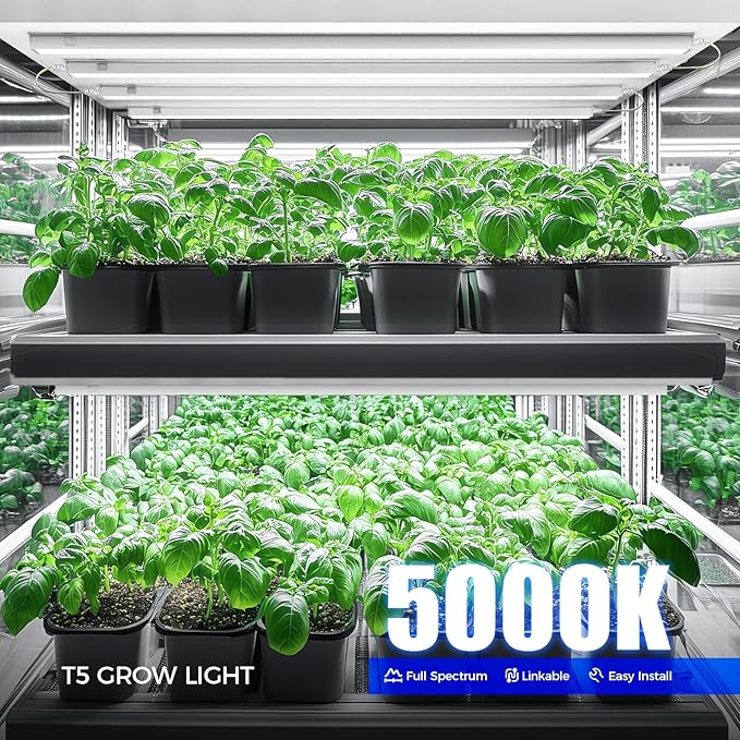 Barrina T5 Grow Lights for Indoor Plants, 4FT 160W (8 X 20W) Full Spectrum Grow Light with Separate Switch, Linkable Grow Lamp, Indoor Plant Lights for Growth, Plug and Play, 5000K, 8 Packs - Image 2
