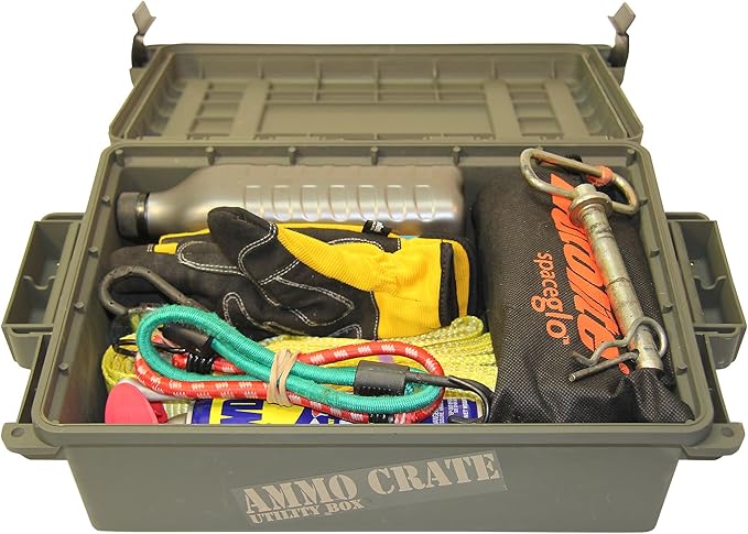 MTM ACR4-18 Ammo Crate Utility Box-Carry up to 65lbs of gear-Stackable design,double padlock for security - Water-resistant O-ring seal - Army Green,(Pack of 4) - Image 6