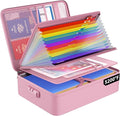 ENGPOW Fireproof File Organizer Bag with 13 Colorful Pockets Accordion File Folder,5200℉ Document Organizer Box with Lock&Labels,Multi-Layer Portable Home Safe Storage for Important Documents,Pink by ENGPOW