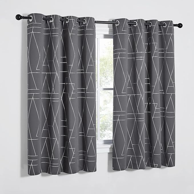 NICETOWN Blackout Curtains for Living Room - Foil Printed Shiny Stripes Pattern Thermal Insulated Blackout Drapes for Bedroom Kitchen Loft Cafe Window (2 Panels, 52" Wide by 63" Long) - Image 2