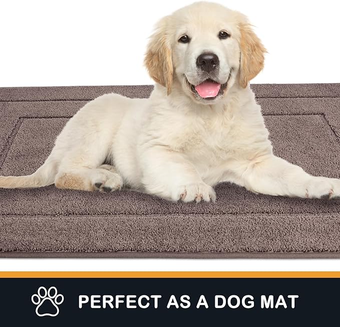 PURRUGS Dirt Trapping Door Mat 32" x 47", Non-Slip/Skid Machine Washable Entryway Rug, Dog Doormat, Super Absorbent Welcome Mat for Muddy Wet Shoes and Paws, Grayish Brown - Image 4