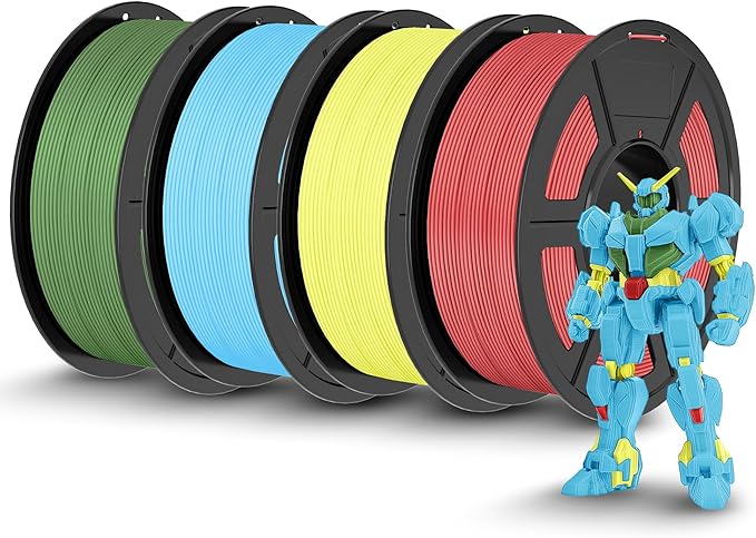 TECBEARS High Speed PLA 3D Printer Filament Bundle，Matte PLA Filament 1.75mm for High Speed 50-600mm/s, High Toughness Matte Filament, Red+Blue+Yellow+Olive Green by TECBEARS