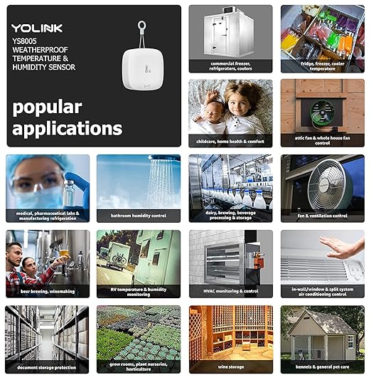 YoLink Smart Outdoor Temperature & Humidity Sensor, Hygrometer, Thermometer, 1000' Long Range, 2+ Years Battery Life, App Alerts, Text/SMS, Email Alerts, Alexa, IFTTT Integration. Hub Included! - Image 7
